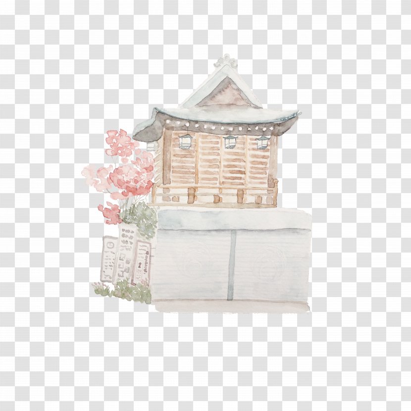 Kobe Japanese Architecture - Beige - Hand-painted Transparent PNG