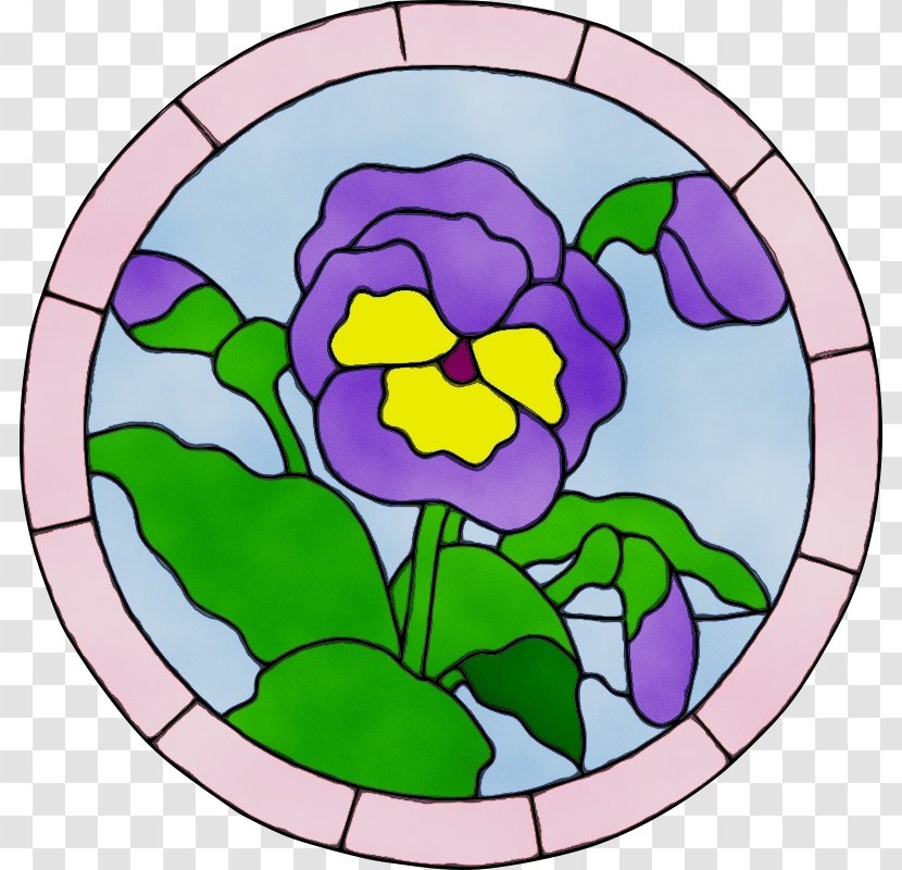 Violet Stained Glass Flower Clip Art - Paint - Petal Window Transparent PNG