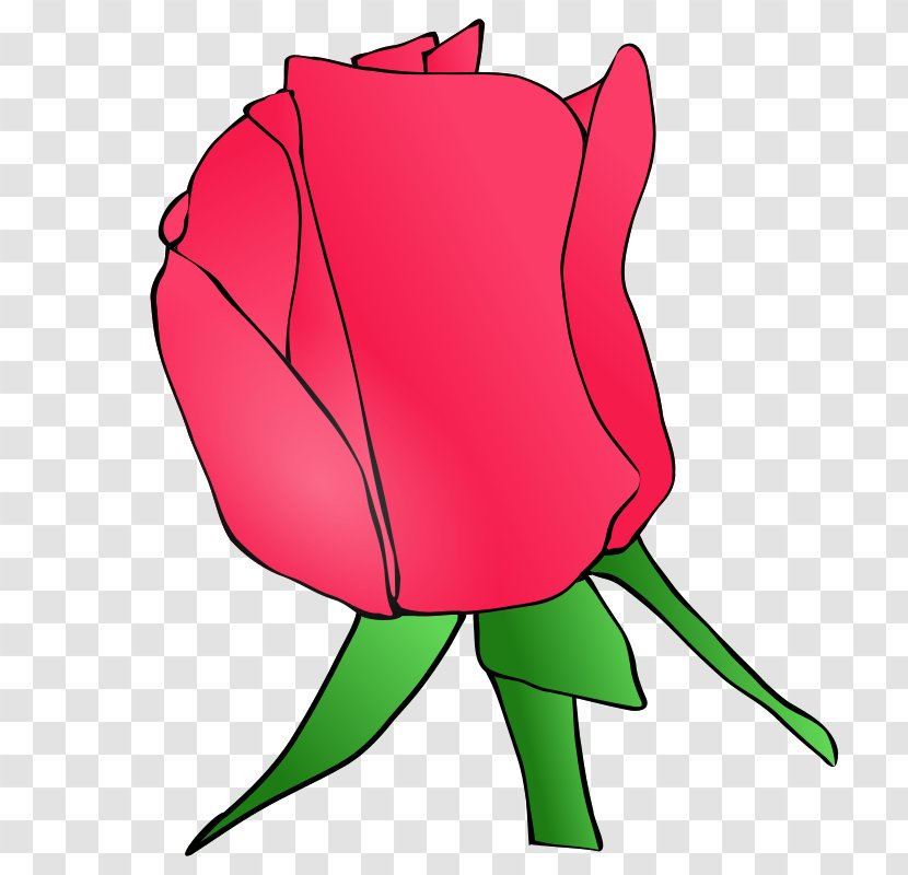 Rose Bud Flower Clip Art - Cartoon - Red Transparent PNG
