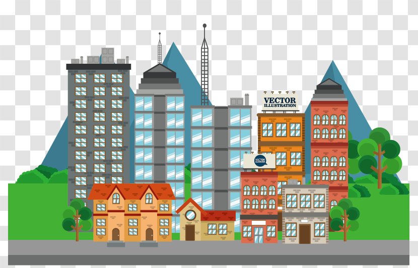 Cartoon Illustration - Metropolitan Area - City ​​building Transparent PNG