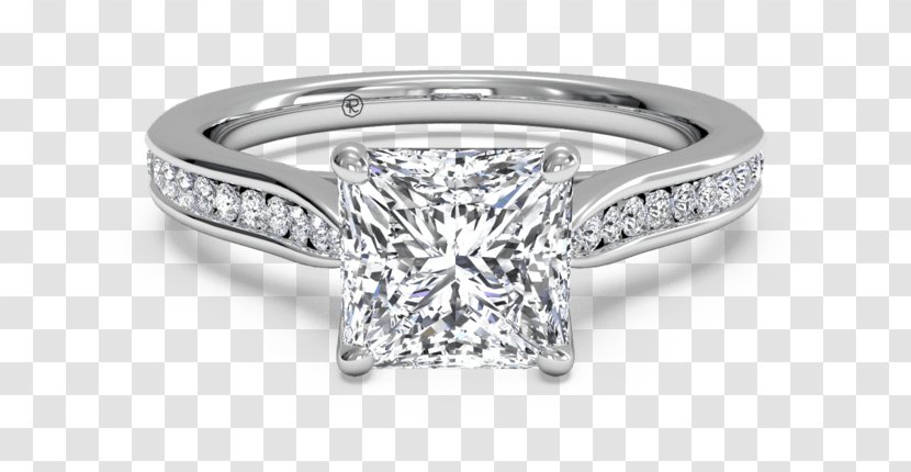 Princess Cut Engagement Ring Diamond Solitaire - Silver - Rings For Women Transparent PNG