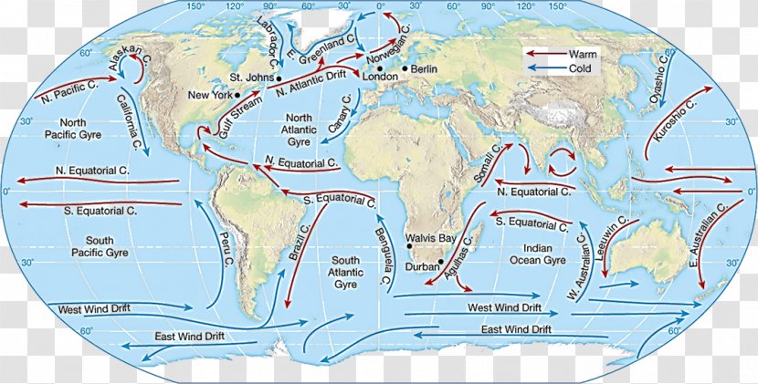 World Map United States Prevailing Winds - Blank Transparent PNG