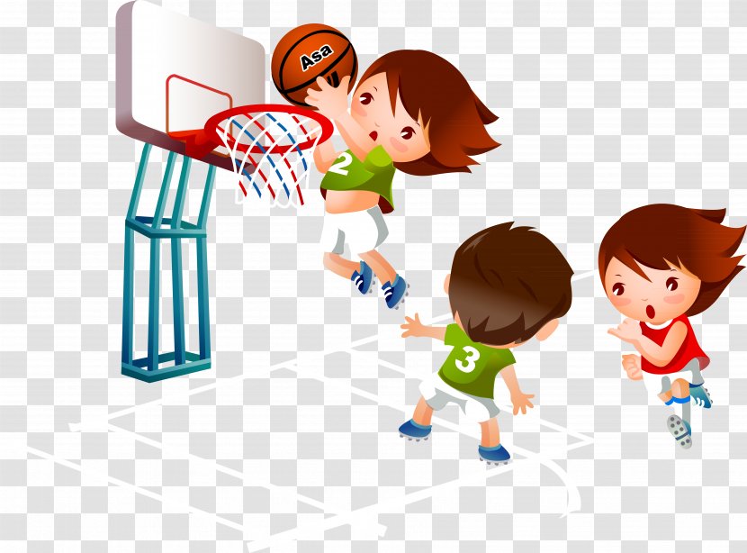 Cartoon Basketball Sport - Kids Playing Transparent PNG