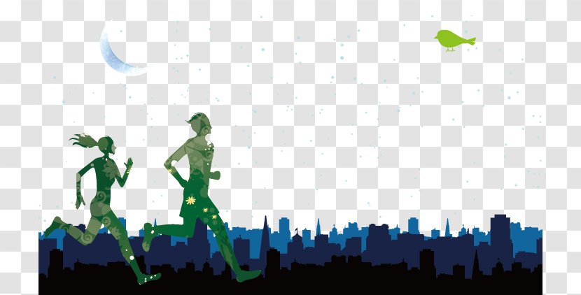 Aerob Trening - Template - Couple Running Vector Image Transparent PNG
