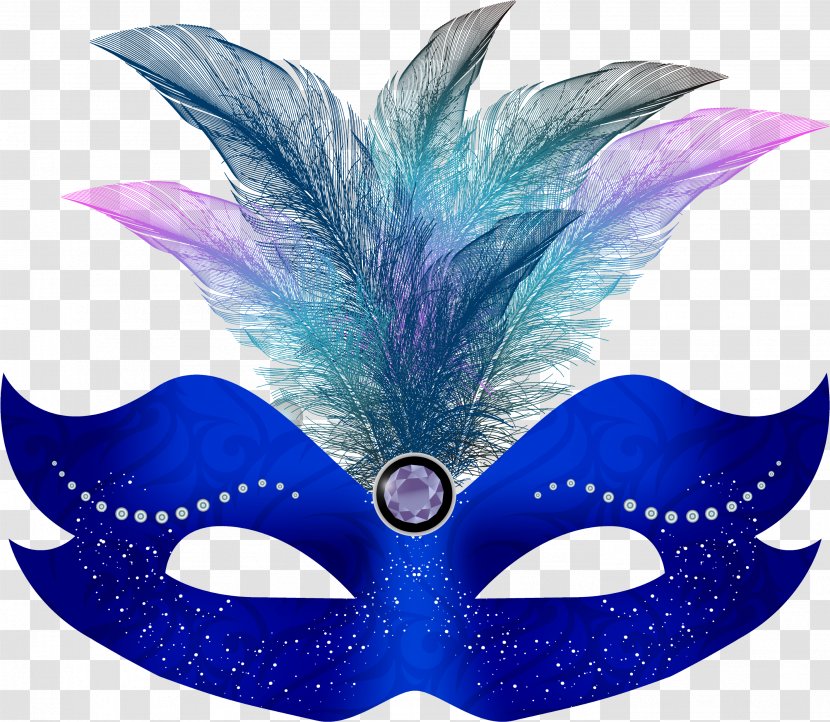Feather - Mask - Electric Blue Costume Accessory Transparent PNG