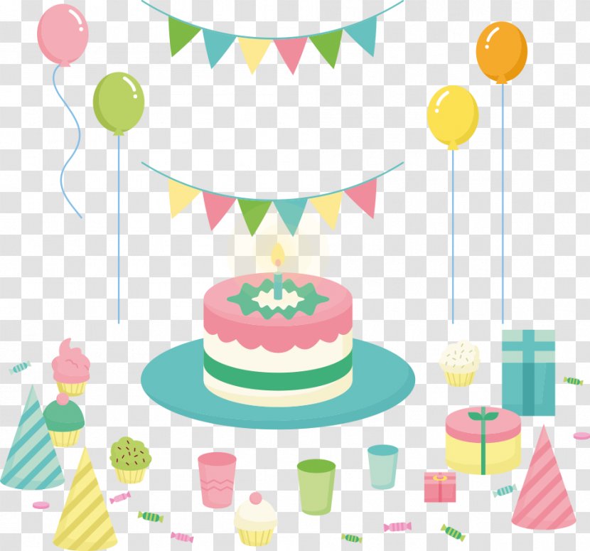 Birthday Cake Greeting Card Happy To You Wish - Vector And Pull The Flag Transparent PNG