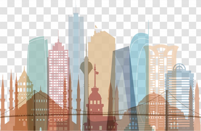 Istanbul Royalty-free Drawing Illustration - Elevation - Colorful Mixed Dream City Transparent PNG