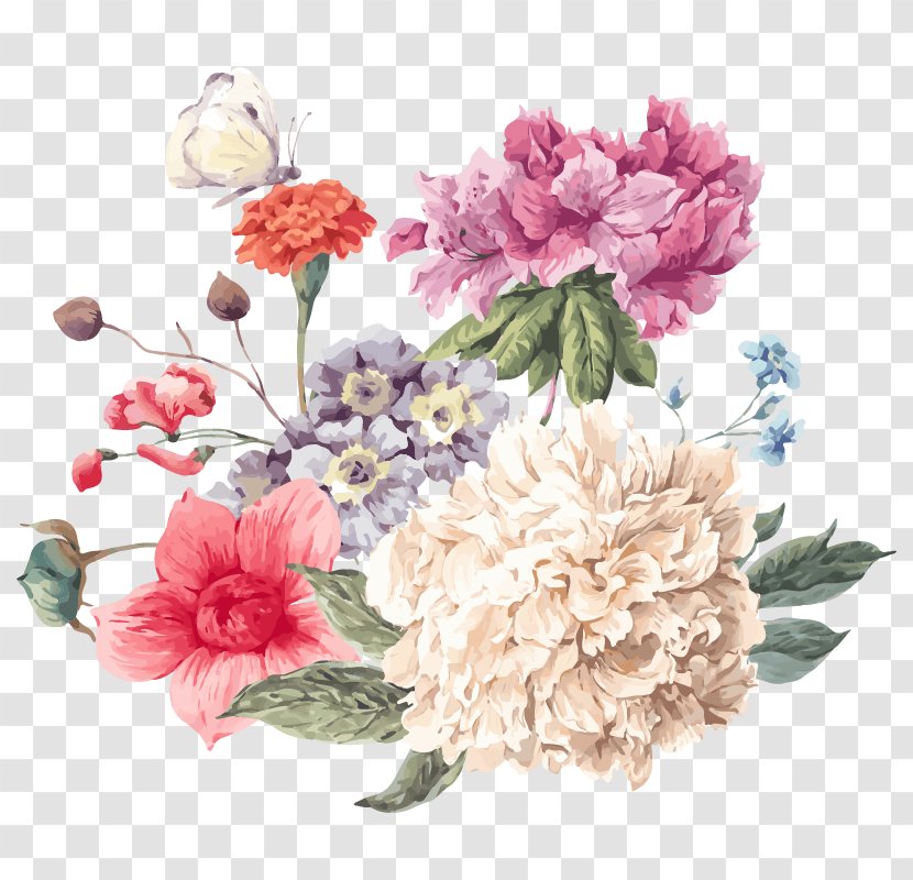 Peony Flower Clip Art - Romantic Floral Decorative Design Transparent PNG