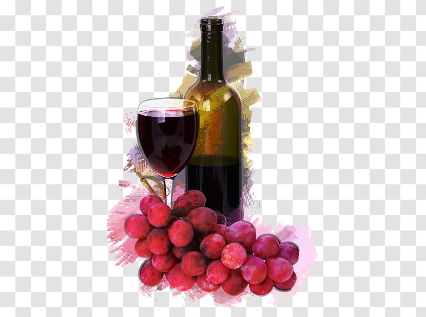 Red Wine Common Grape Vine Drawing Painting - Glass Transparent PNG