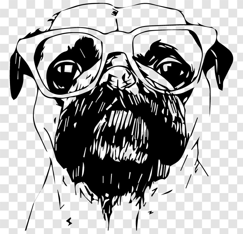 Pug Hipster Beagle Bulldog Spanish Greyhound - Cartoon - Tire Tracks Transparent PNG