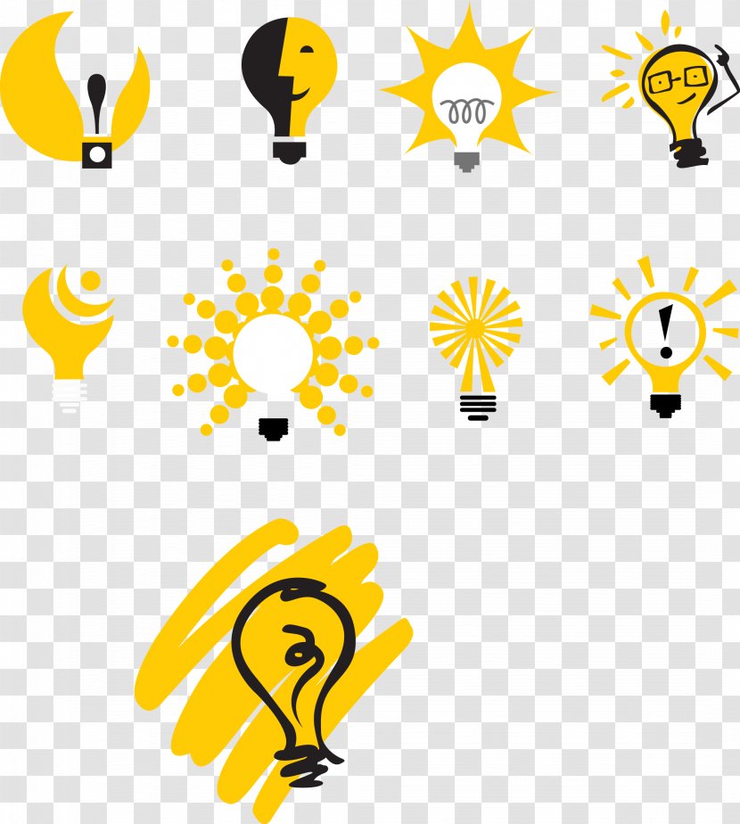 Incandescent Light Bulb Logo Lamp - Smiley - Creative Yellow Transparent PNG