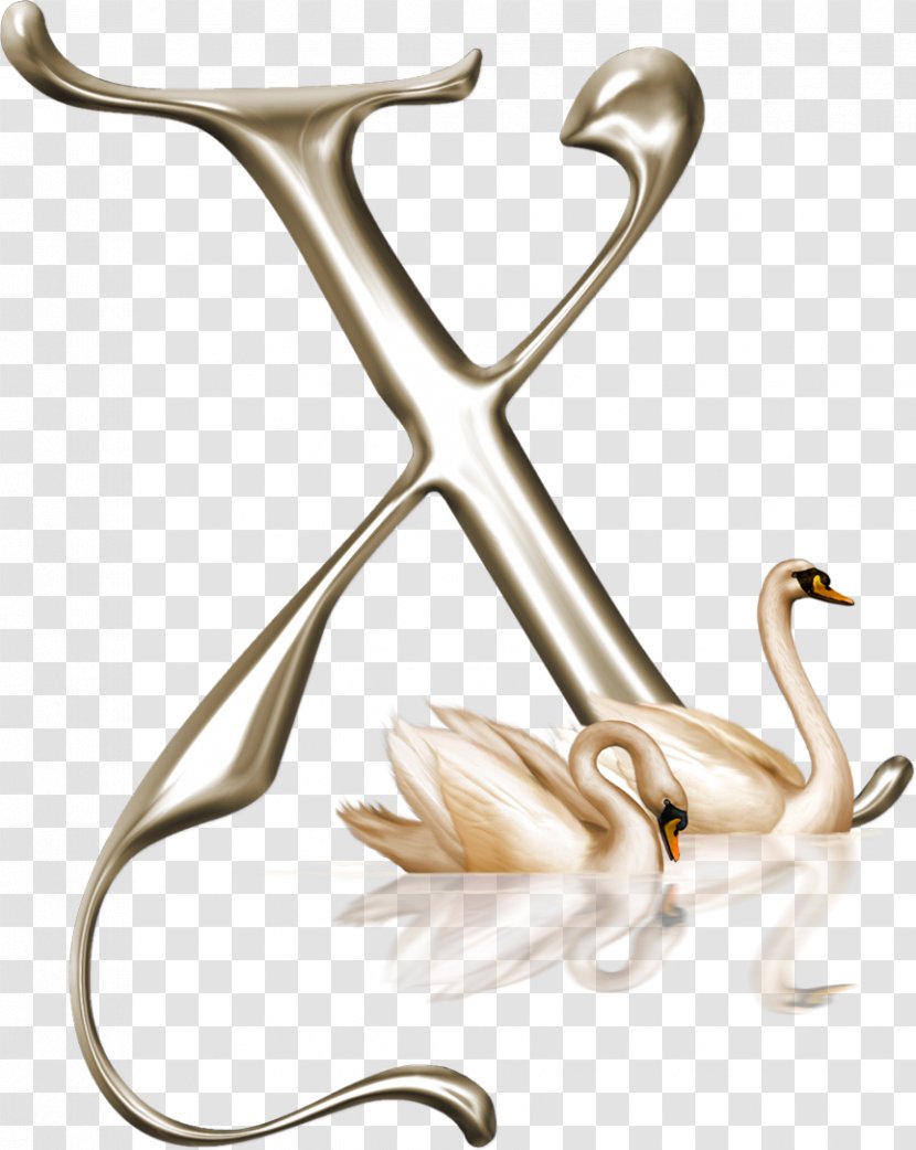 Cygnini Alphabet Clip Art - Body Jewelry - Cute Swan Transparent PNG
