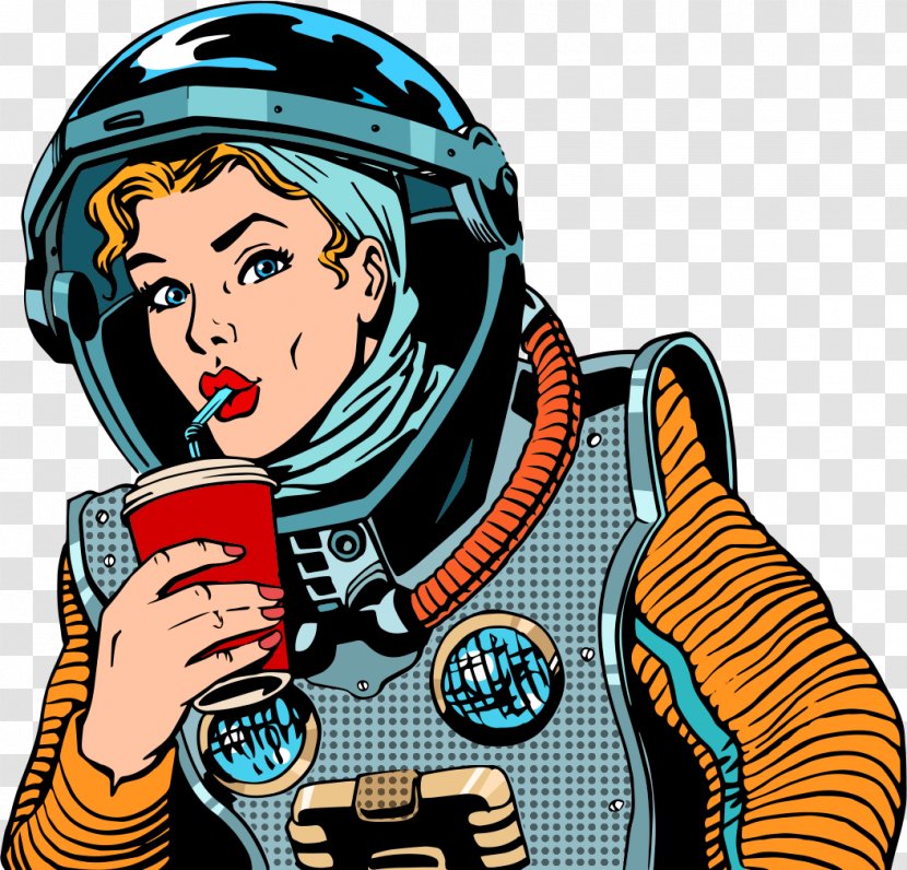 Royalty-free Drink Pop Art - Woman - Astronauts Transparent PNG