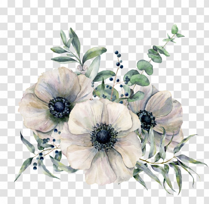 Bouquet Of Flowers Drawing - Watercolor Paint - Magnolia Oriental Poppy Transparent PNG