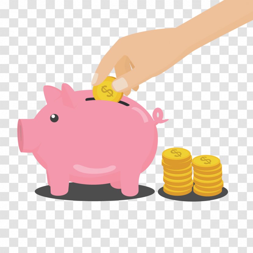 Money Piggy Bank - Vector Transparent PNG