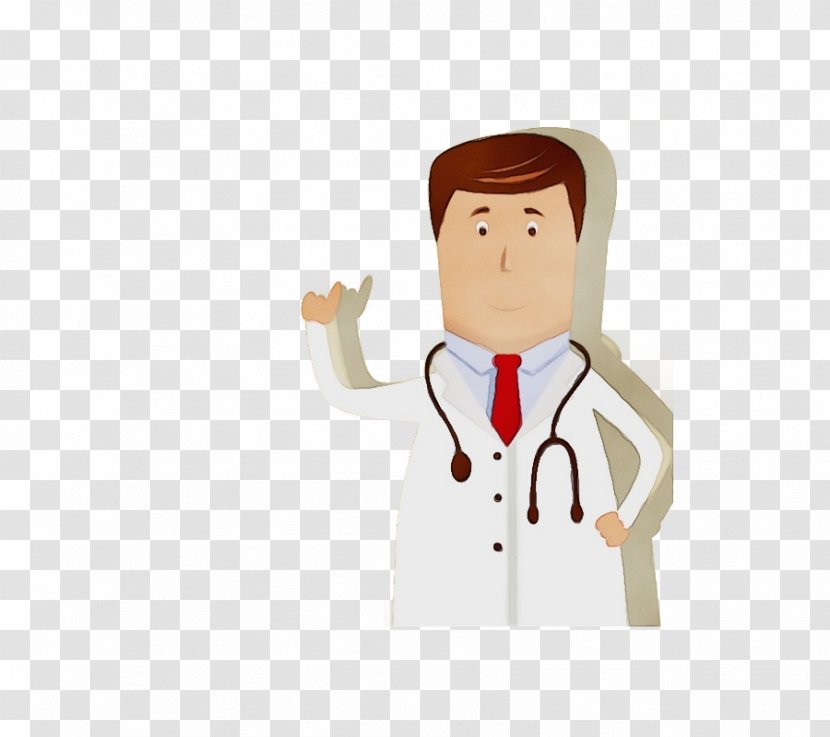 Cartoon White Coat Medical Equipment Gesture Uniform - Watercolor - Health Care Provider Finger Transparent PNG