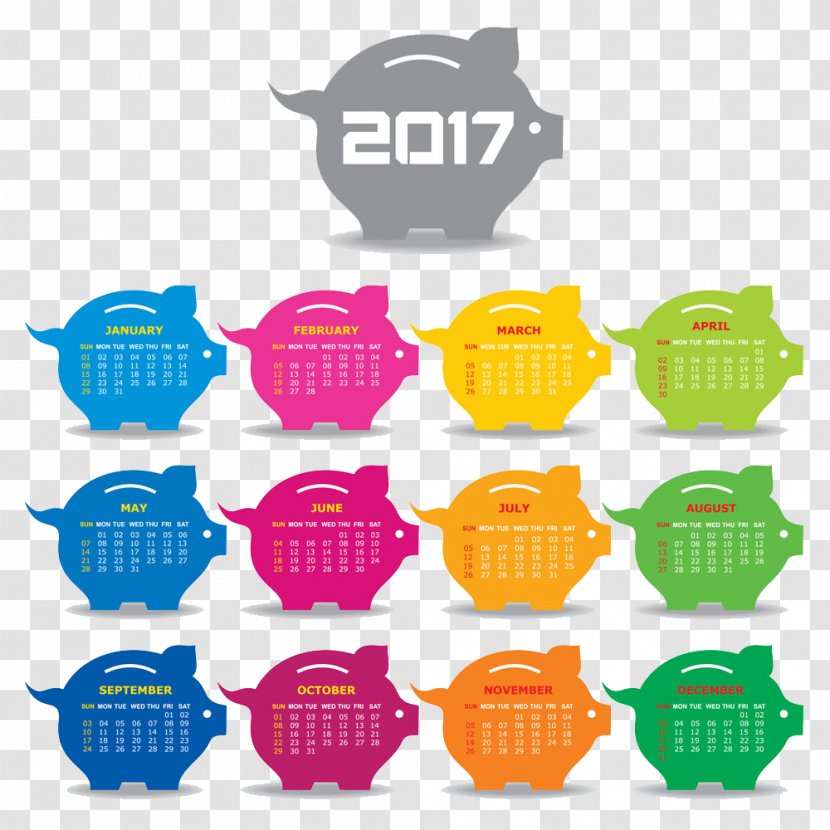 Calendar Illustration - Illustrator - Lovely 2017 Transparent PNG