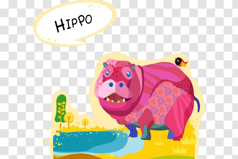 Hippopotamus River Horse - Party Supply - Watercolor Hippo Transparent PNG
