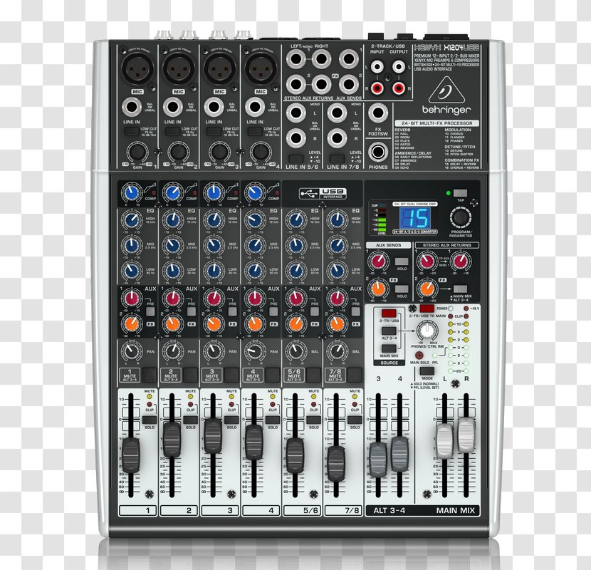 Behringer Xenyx X1204USB Audio Mixers 802 BEHRINGER XENYX X1204 USB MIXER Microphone - Dynamic Range Compression Transparent PNG