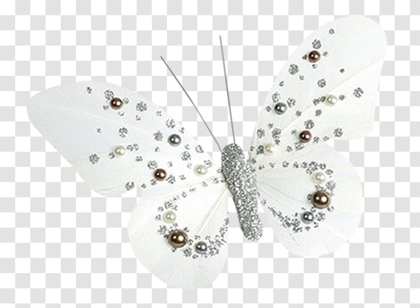 Butterfly Butterflies & Insects White - Ornament - With Pearls Transparent PNG