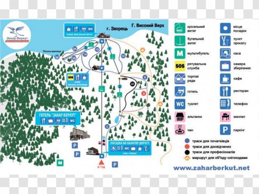 Zakhar Berkut Pidyomnyk Map Ski Resort Slavske - Diagram Transparent PNG