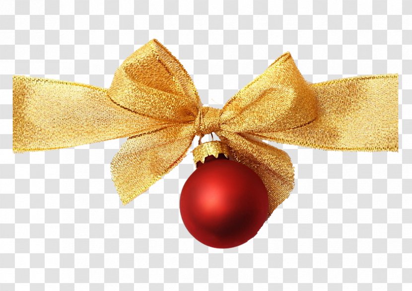Ribbon Gold Christmas Ornament - Bells Transparent PNG