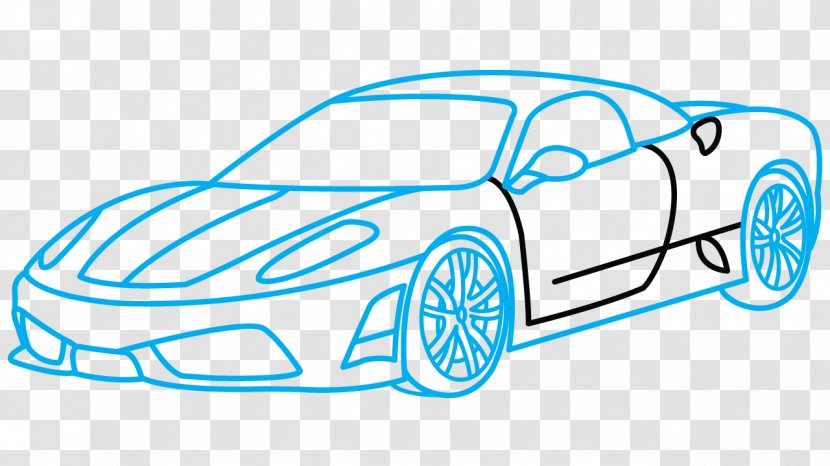 Sports Car Drawing Sketch - Steps Transparent PNG