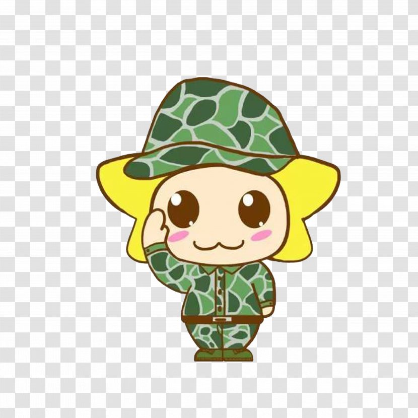 Cartoon Salute Soldier Military Drawing - Giraffe - Q Transparent PNG