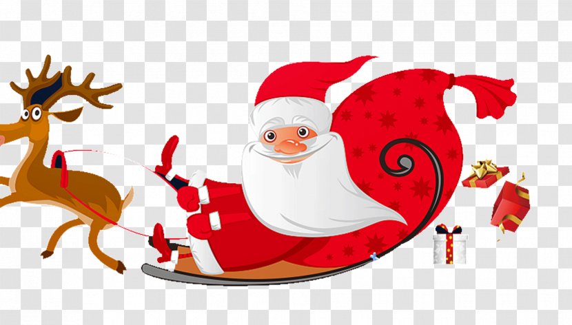 Santa Clauss Reindeer Flight Clip Art - Illustration - Santa's Sleigh Transparent PNG