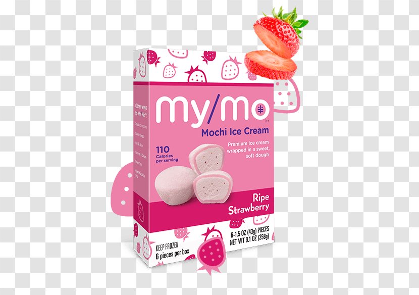 Mochi Ice Cream Vanilla - Fruit - Strawberry Flavor Transparent PNG