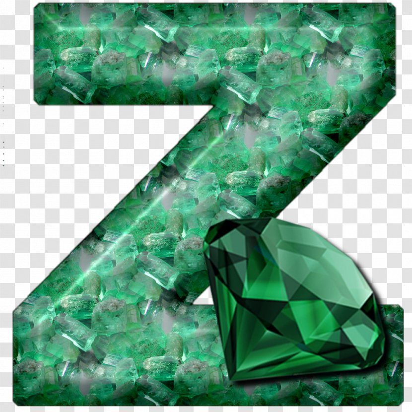 Emerald Green Alphabet - Crystal Transparent PNG