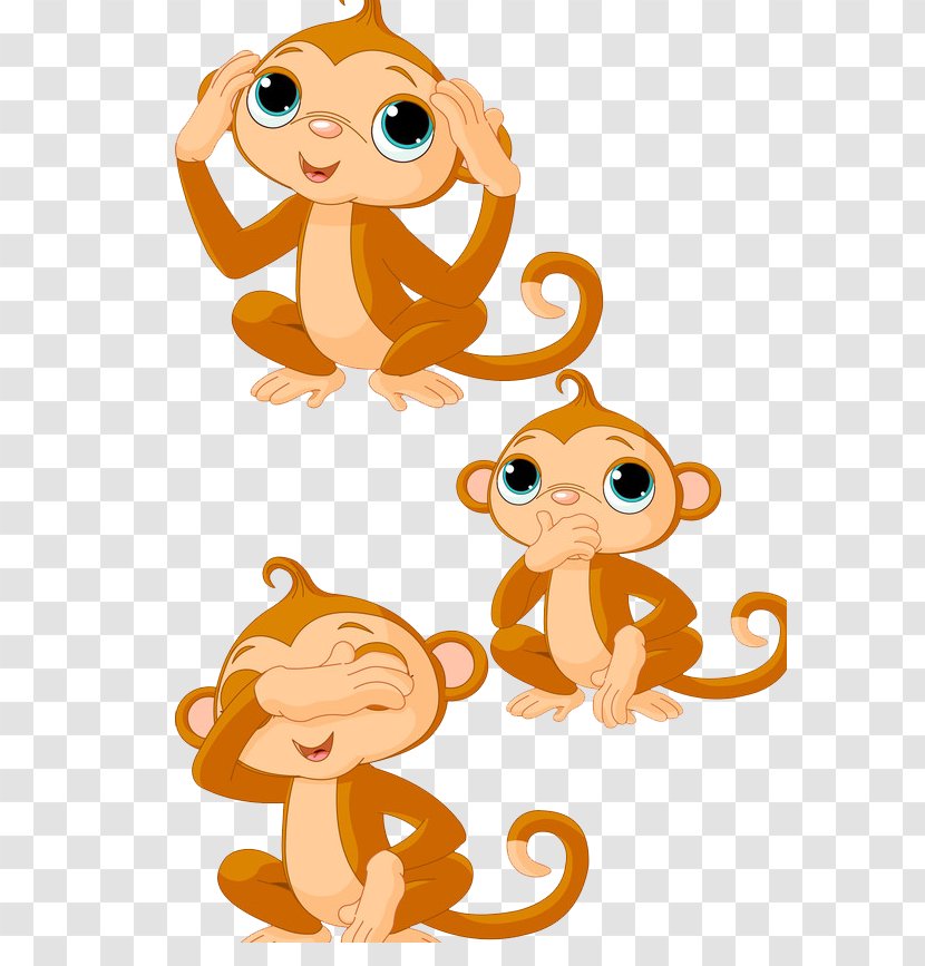 Monkey Drawing Cartoon Clip Art - Baby Emoticons Creative Decorative Buckle Free Transparent PNG