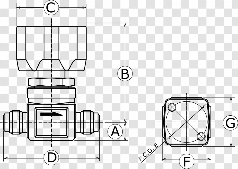 Technical Drawing Floor Plan Furniture - Black And White - Metal Knob Transparent PNG