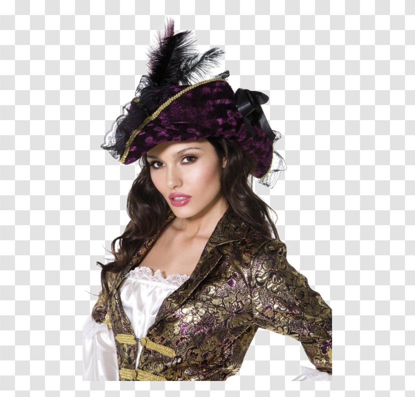 Fever Marauding Pirate Hat Adult Tricorne Clothing Costume - With Feather Transparent PNG