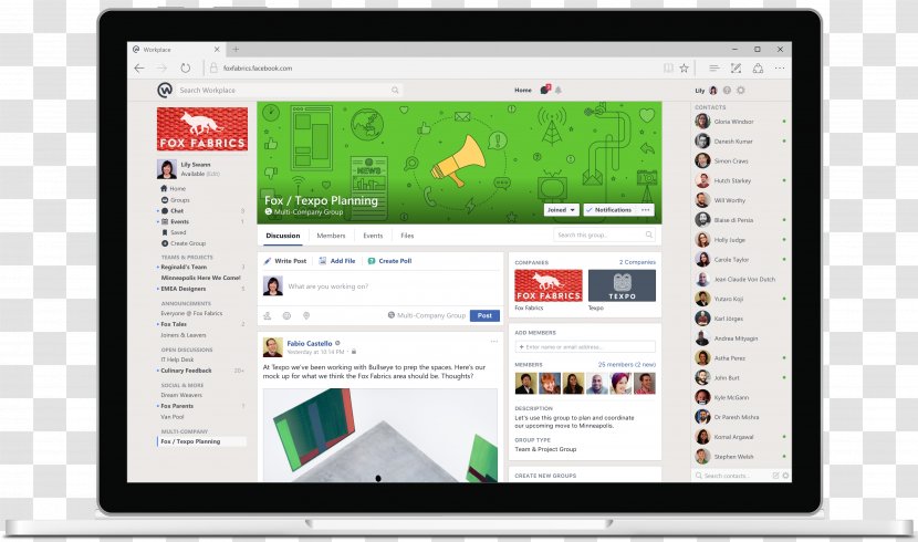 Workplace By Facebook Social Network Facebook, Inc. Organization - Computer Monitor - Partnering Program Transparent PNG