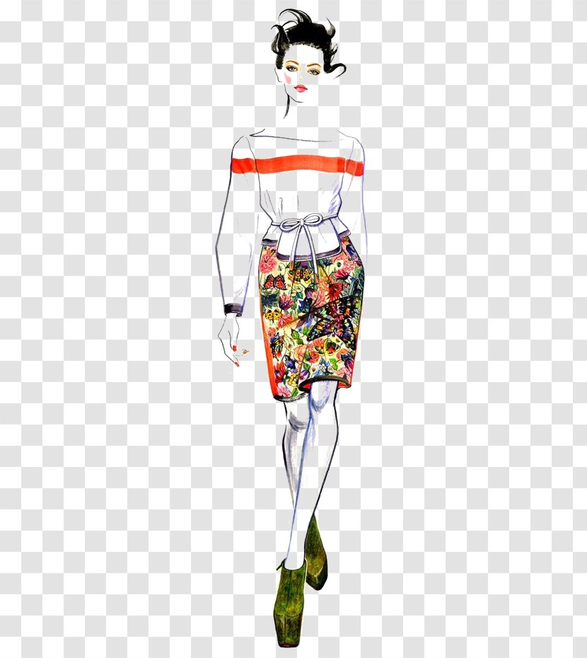 Fashion Illustration Drawing Watercolor Painting - Cartoon - Catwalk Models In Europe And America Transparent PNG