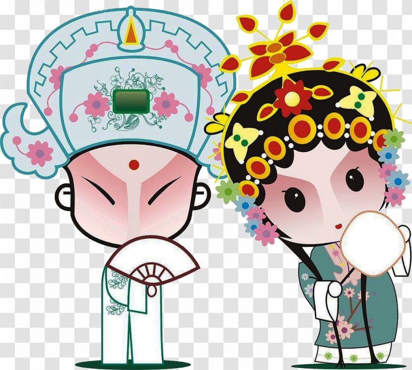 Peking Opera Cartoon - Flower - Hand Drawn Characters Transparent PNG