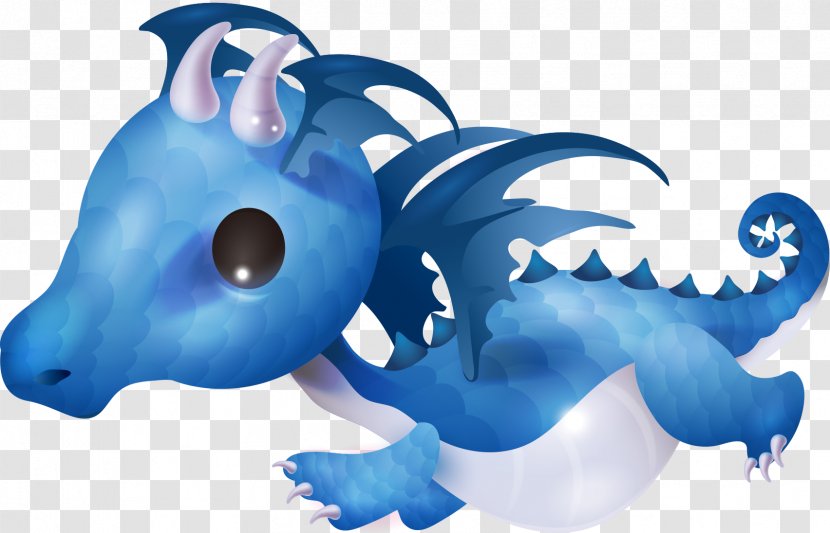 Dragon Cartoon Clip Art - Flower - Vector Blue Drake Transparent PNG
