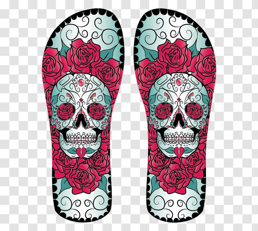Flip-flops Footwear Sandal Shoe Skull - Magenta - Creative Transparent PNG