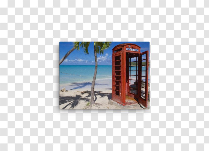 Dickenson Bay Antigua Antilles Beach Red Telephone Box - Booth - Wall Mockup Transparent PNG