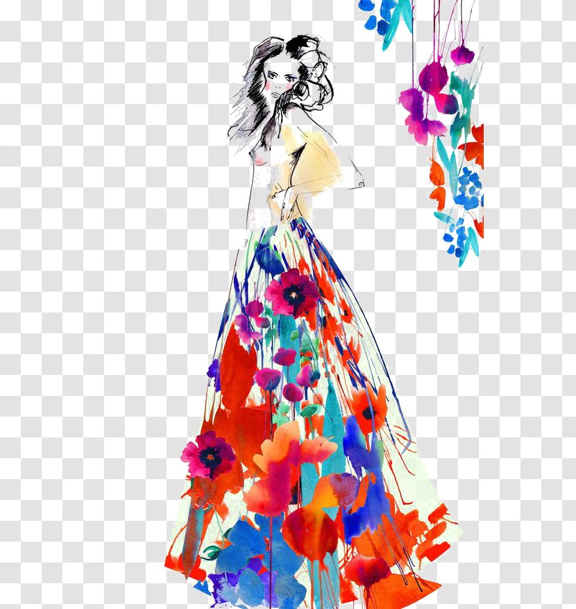 Watercolor Painting Fashion Illustration Drawing - Dance Dress - Woman Transparent PNG