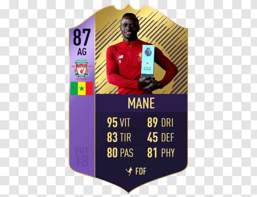 FIFA 18 17 Premier League Player Of The Month Senegal National Football Team - Sadio Mane Transparent PNG