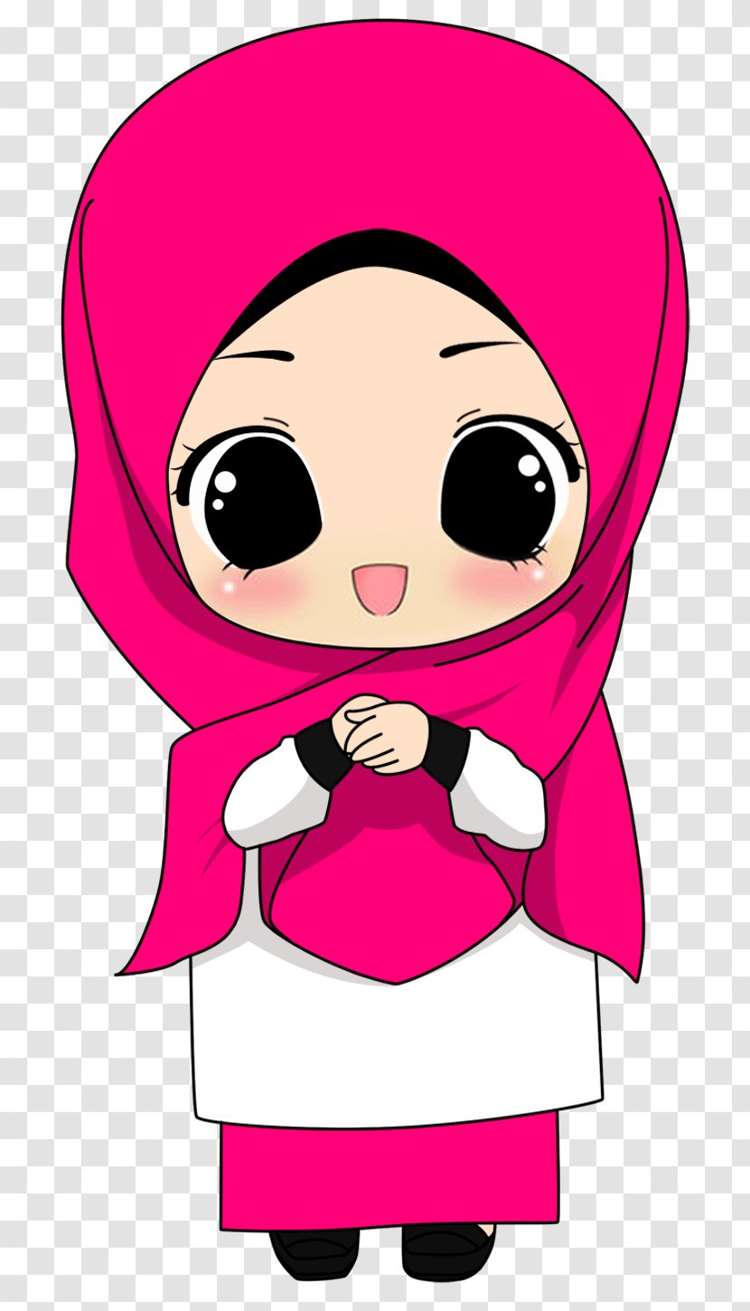 Muslim Islam Quran Hijab Cartoon - Silhouette - Pink Transparent PNG