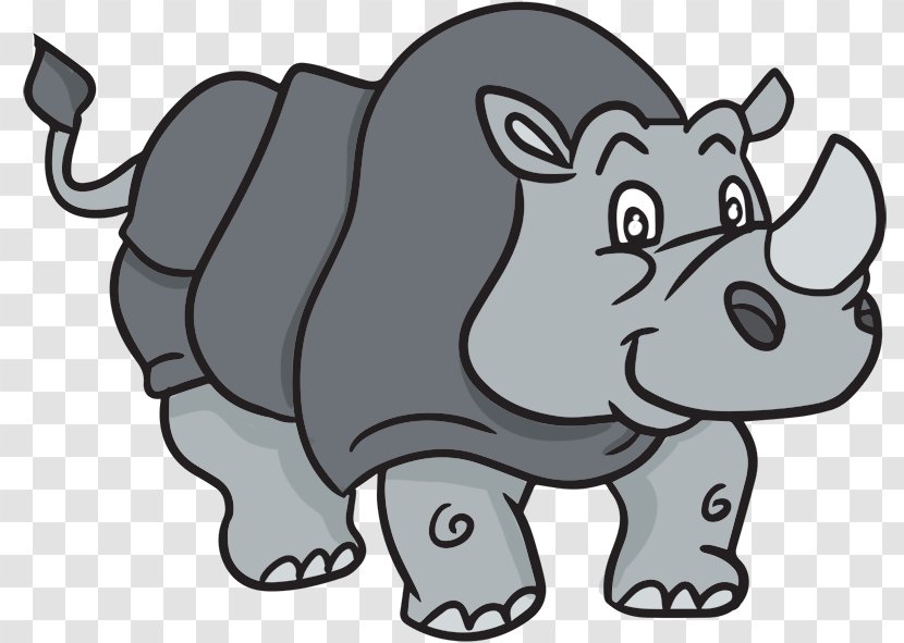 Black Rhinoceros Free Content Clip Art - Mammal - Cartoon Rhino Transparent PNG