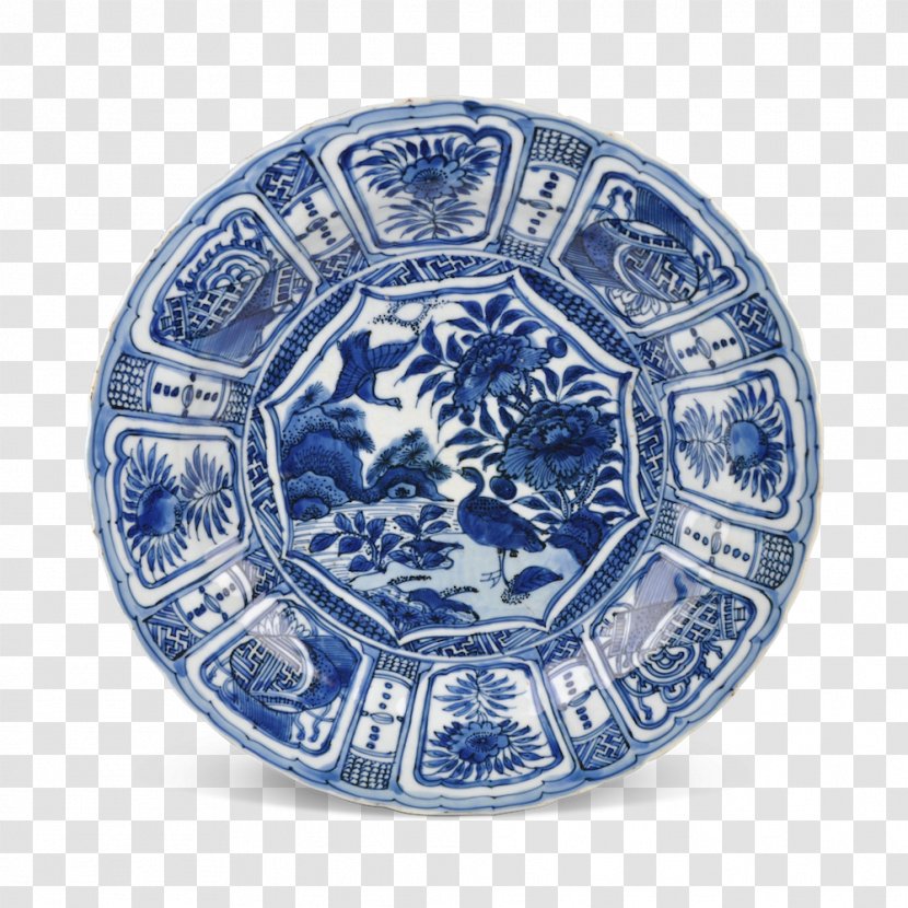Blue And White Pottery Chinese Export Porcelain Underglaze Kraak Ware - Plate Letinous Edodes Transparent PNG