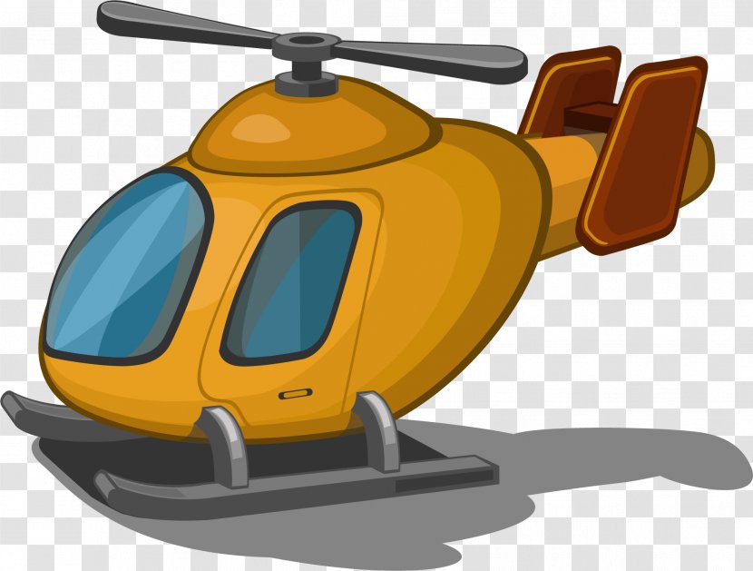 Helicopter Rotor Airplane Cartoon - Aircraft - Yellow Transparent PNG
