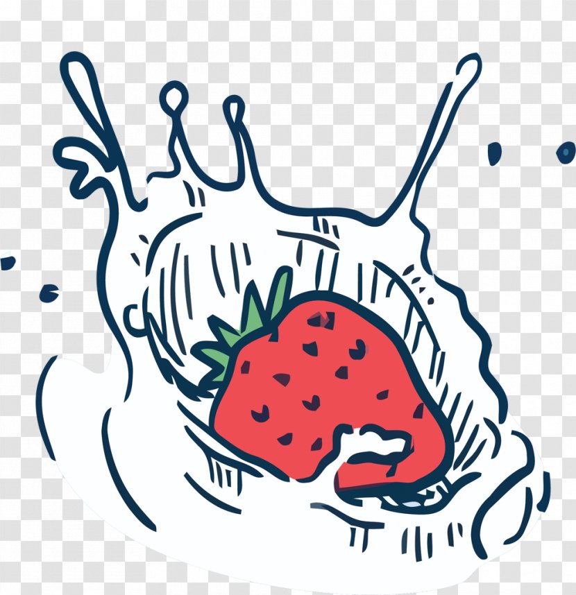 Splash Clip Art - Flower - Vector Creative Hand-painted Strawberry Milk Transparent PNG