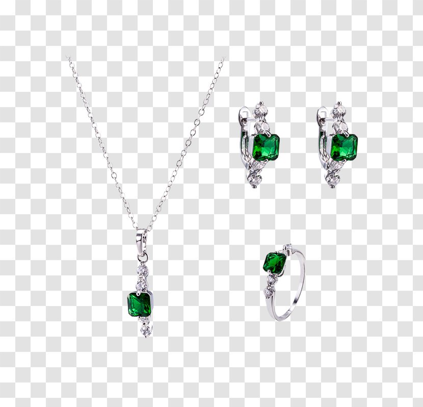 Emerald Earring Necklace Jewellery - Pendant Transparent PNG