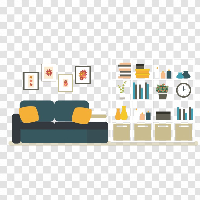 Interior Design Services Cartoon - Rectangle - Vector Living Room Sofa Transparent PNG