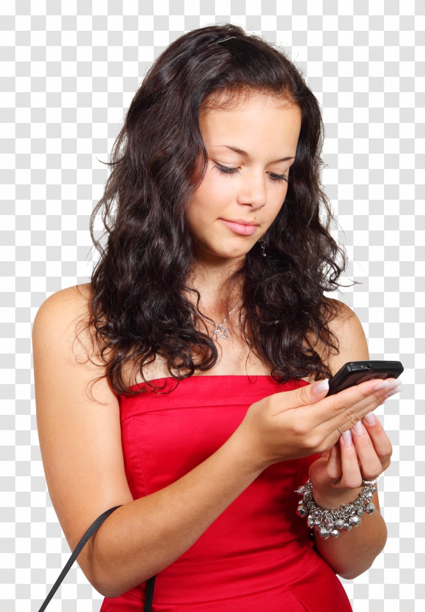 Smartphone Text Messaging Clip Art - Tree - Young Woman Texting With A Transparent PNG